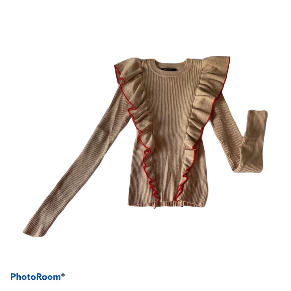Ribbed ruffle sweater
